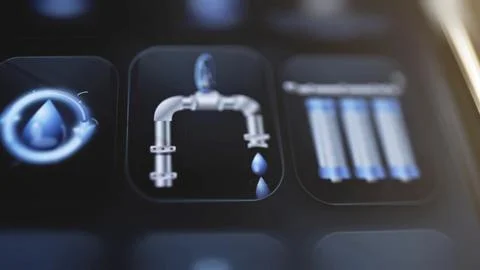 Pipeline icon between circular droplet and filters Stock Photos