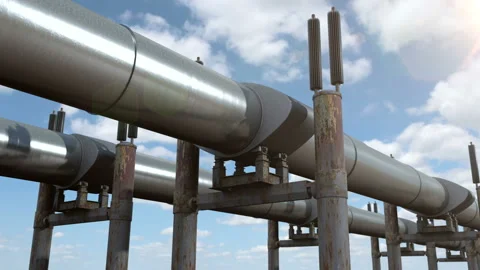 Pipeline with lng natural gas and crude oil in it Stock Footage