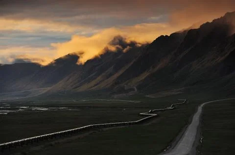 Pipeline with mountain Stock Photos
