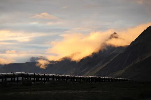 Pipeline with mountain Stock Photos
