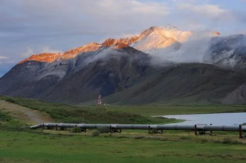 Pipeline with mountain Stock Photos
