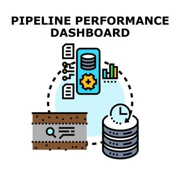 Pipeline performance dashboard analyzing data flow Stock Illustration