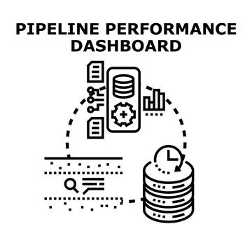 Pipeline performance dashboard analyzing data flow Illustrazione stock