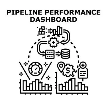 Pipeline performance dashboard concept visualizing data processing Stock Illustration