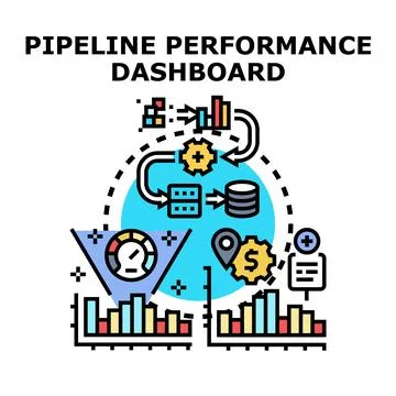 Pipeline performance dashboard concept visualizing data processing 库存插图
