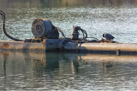 Pipeline on a pontoon Stock Photos