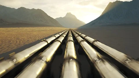 Pipeline running through the desert. Stock Footage 92331771