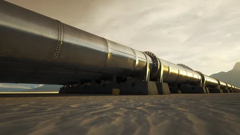Pipeline running through the desert. Video stock 92331830