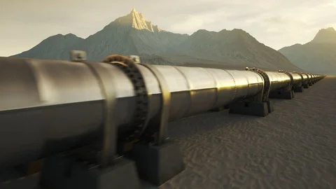 Pipeline running through the desert. Stock-Footage 92331860