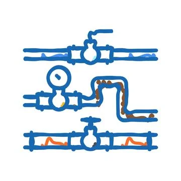 Pipeline system petroleum engineer icon doodle illustration Illustrazione stock