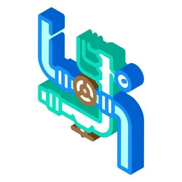 Pipeline system petroleum engineer isometric icon vector illustration Stock Illustration