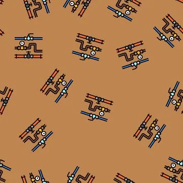 Pipeline system petroleum engineer vector seamless pattern イラスト素材