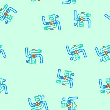 Pipeline system petroleum engineer vector seamless pattern Stock Illustration