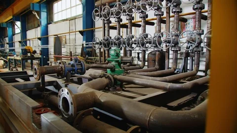 Pipeline system for pumping and measuring oil gas at plant Stock Footage 121423294