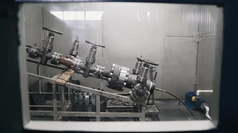 Pipeline testing in a separate workshop under pressure. 스톡 동영상 249990472