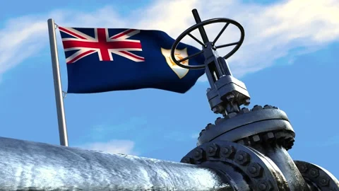 Pipeline valve with  Anguilla flag Stock Footage 276359754