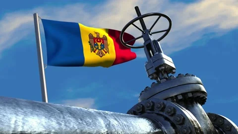  Pipeline valve with Moldovan flag Stock Footage 171730098