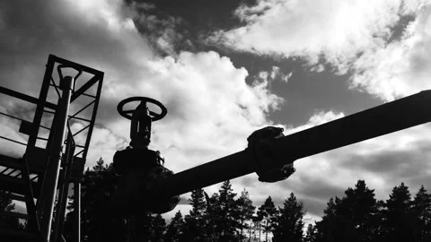 Pipeline valve. Pipe with gate valves. Stock Footage 131240629