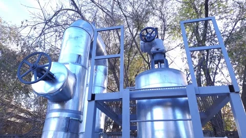 Pipeline valves taps Stock Footage 289858568