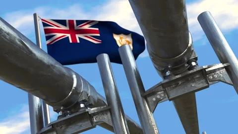 Pipelines with  Anguilla flag Stock Footage 276359738