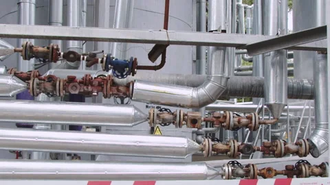 Pipelines on the factory. Steam. 스톡 동영상 199064746