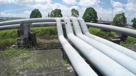 Pipelines At LNG Terminal Stock Footage 64271303