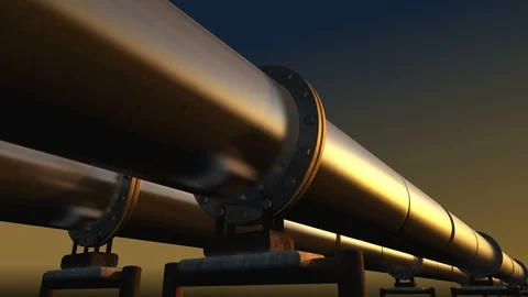 Pipelines loop perspective tracking, dark sky Stock Footage 87063485