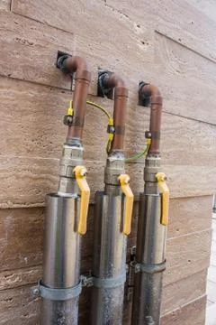Pipelines with valves Stock Photos