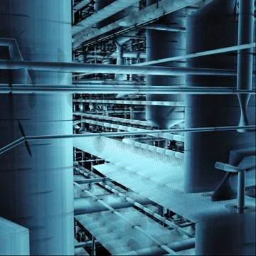 Pipes And Ventilation System Inside An Industrial Building Ilustración de archivo