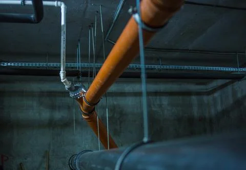 Pipes in the basement Stock Photos