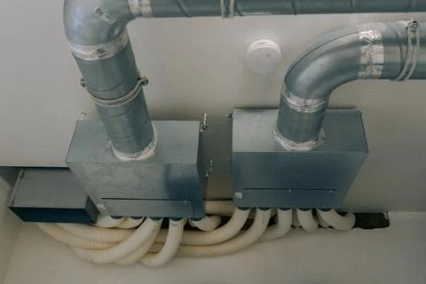 Pipes in the ceiling in the house in the technical Фото