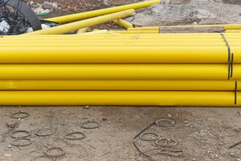 Pipes construction site Stock Photos
