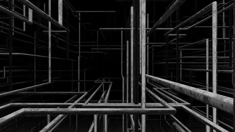 Pipes of different sections on a black background. Penetration into the boiler 動画素材 131393687