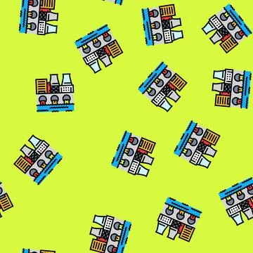 Pipes dumping colored liquid into river vector seamless pattern Illustrazione stock