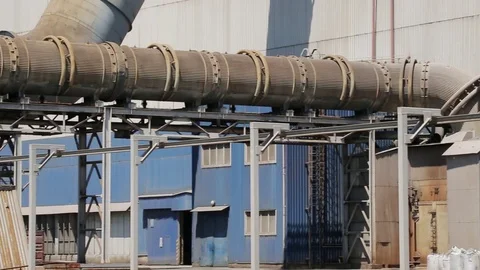 Pipes at the factory, general shot Stock Footage 72767703