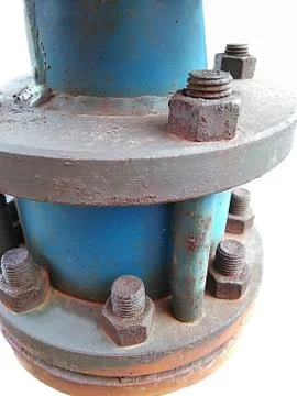 Pipes with flanges. Foto stock