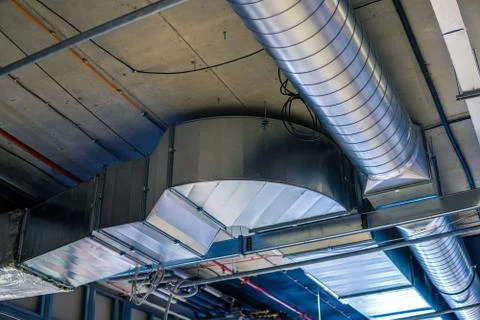 Pipes of HVAC  system (heating ventilation and air conditioning). Stock Photos