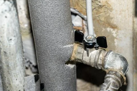 Pipes in the plumbing riser, concept of utility payments Stock Photos