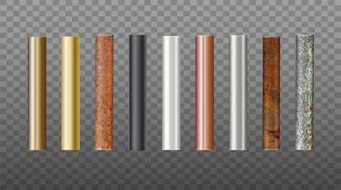 Pipes Set of metal. Pipe profiles in steel, cast iron, aluminum, copper and イラスト素材