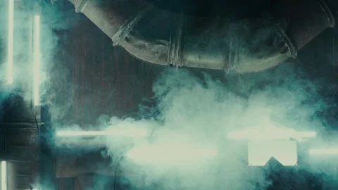 Pipes in the smoke inside the plant Stock Footage 131015643