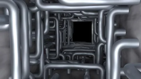 Pipes in tunnel render Stock Illustration