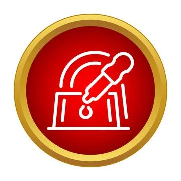 Pipette dripping liquid onto analytical laboratory instrument icon イラスト素材