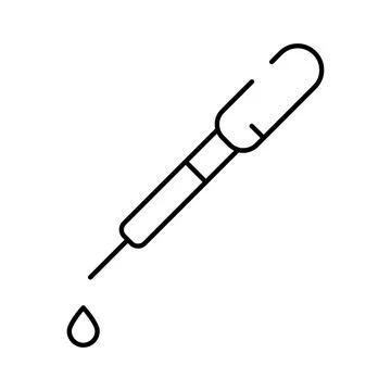 Pipette dripping liquid drop science outline icon Stock Illustration