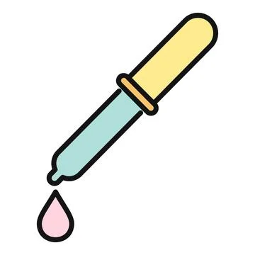 Pipette dripping liquid drop science experiment icon Stock Illustration