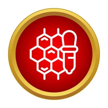 Pipette dripping liquid onto molecular structure icon Stock Illustration