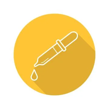 Pipette with drop flat linear long shadow icon 스톡 일러스트