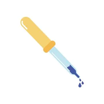 Pipette with a drop on white background. Element of medical, chemical laboratory Stock Illustration