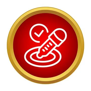 Pipette dropping liquid with check mark icon in circle Illustrazione stock