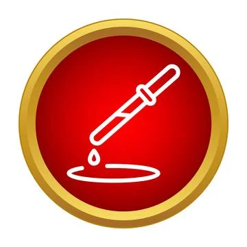 Pipette dropping liquid into petri dish icon Ilustração Stock
