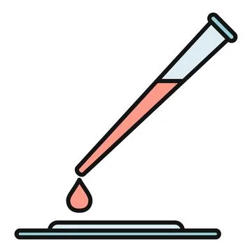 Pipette dropping red liquid for laboratory testing Stock Illustration